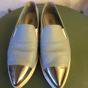 Authentic miumiu  Sky blue slip-on sneakers